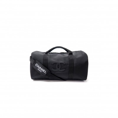 CHANEL MASTER BLACK CANVAS LOGO CC SPORT BAG AS3533 (45*25*21cm)